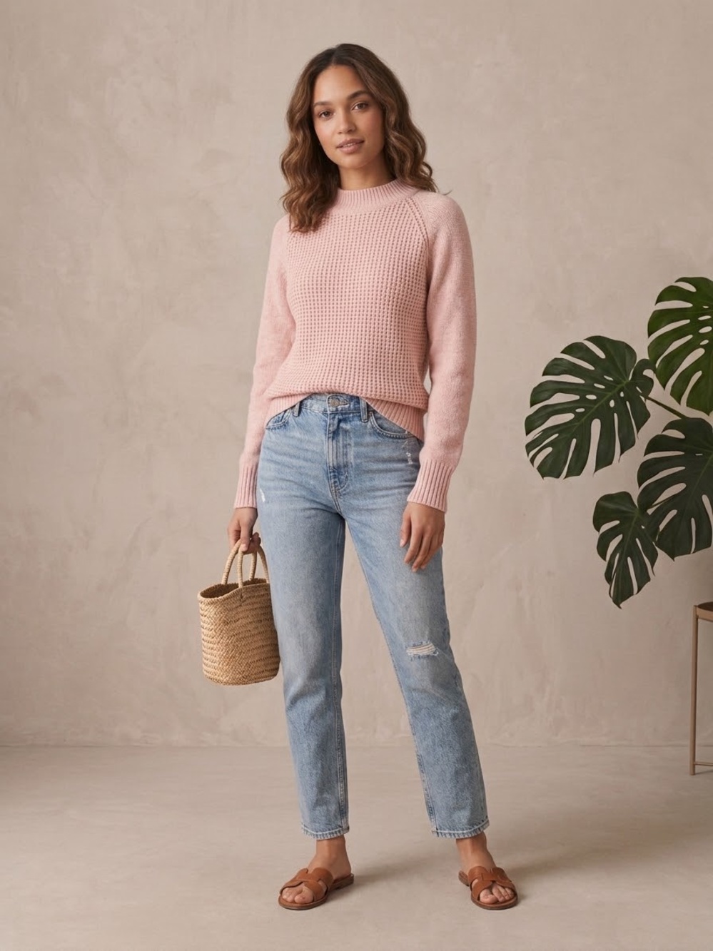 A.L.C. Pink Knit Crew Wool Blend Sweater S